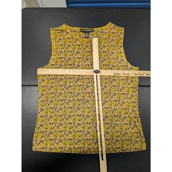 Ellen Tracy Flower Printed Mustard Yellow Women's Large - Picture 5 of 5
